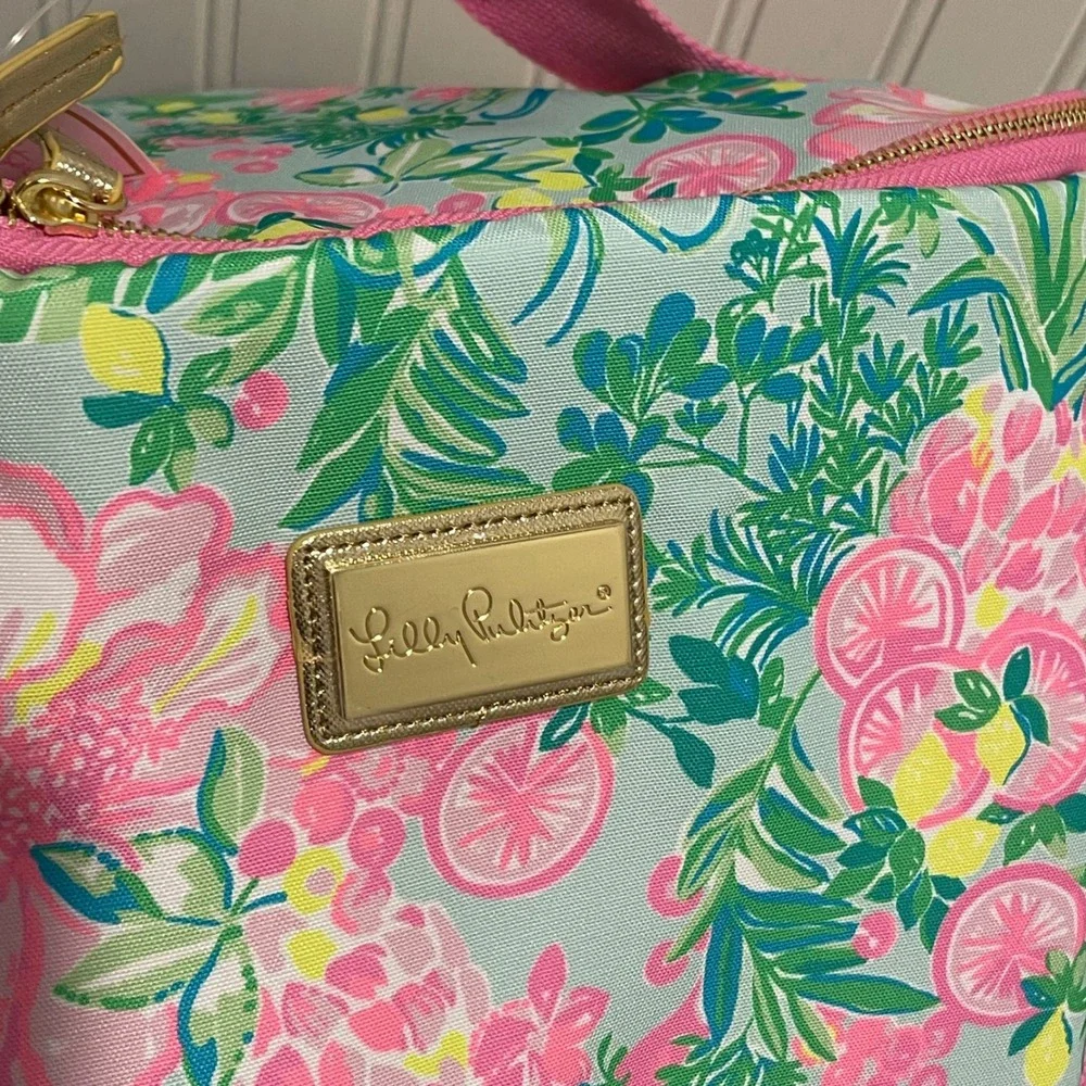 Lilly‎ Pulitzer Insulated Food/Wine Carrier Cooler Fruity Flamingo Pink/Aqua NWT